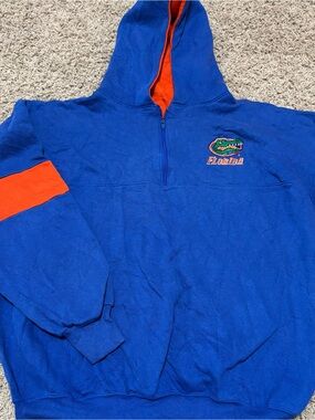 Florida Gators Blue & Orange Half-Zip Hooded Pullover Vintage made in USA